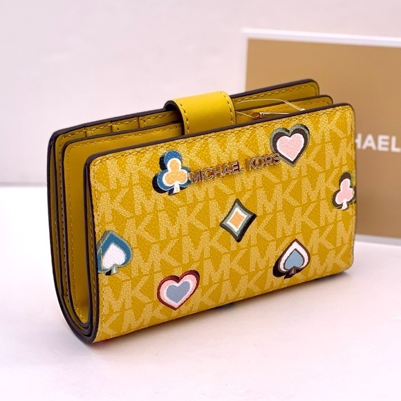 Michael Kors Handbags - Michael Kors Jet Set Medium Printed Signature
Logo Wallet